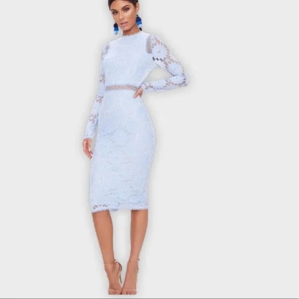 NWOT Pretty Little Thing Light Blue Lace Dress